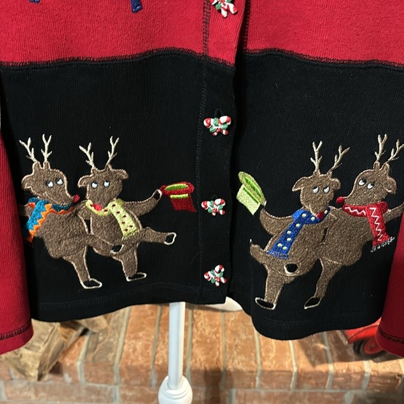 Onque Casuals | Vintage Reindeer Ugly Christmas Sweater Cardigan | XL - Picture 4 of 9